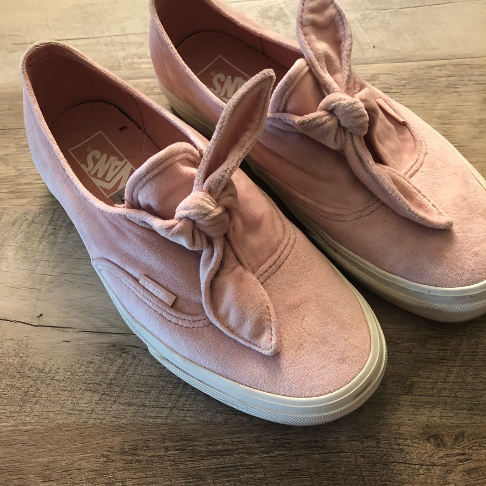Pink velvet slip on VANS
